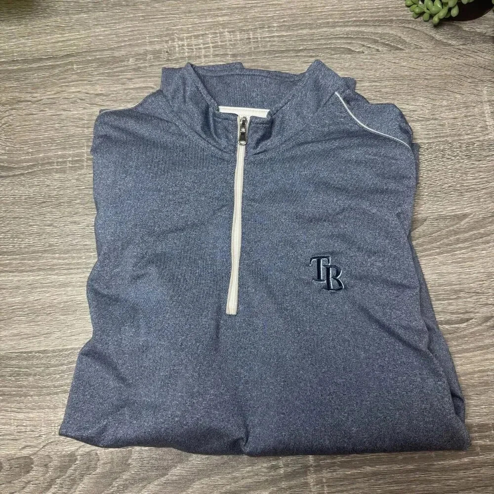 Johnnie-O Tampa Bay Rays Sweater Women’s Med Blue 1/4 Zip Pullover Baseball